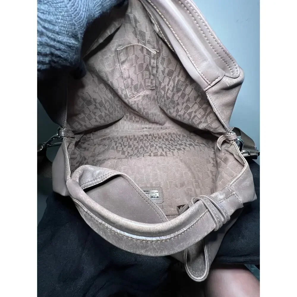 Furla Italian Leather Slouch Hobo Shoulder Crossbody Bag Taupe Large
